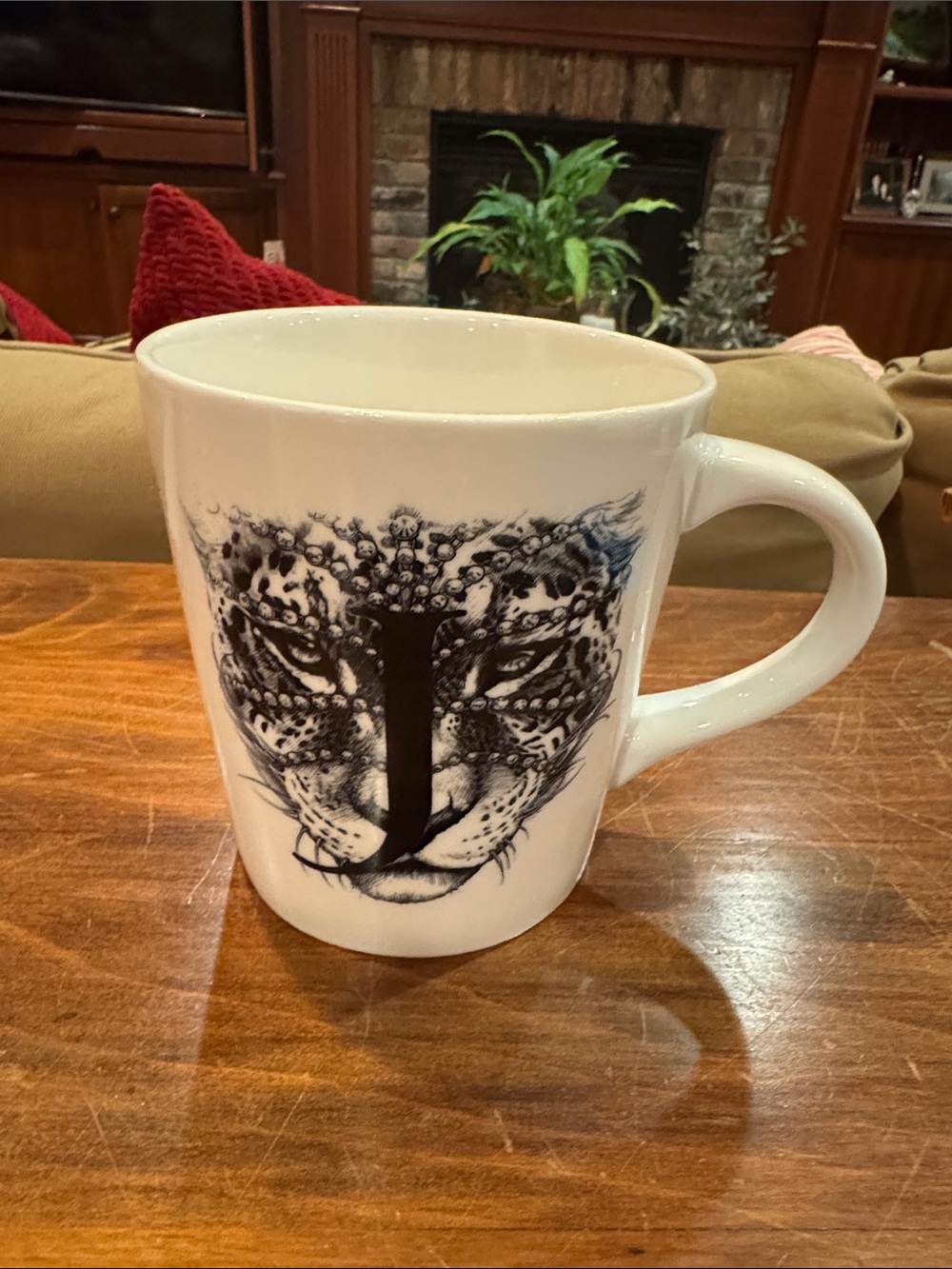 Williams Sonoma Rory Dobner Jeweled Jaguar J Initial Porcelain 20 oz
